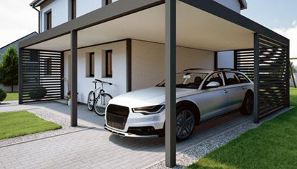 KD Carport mit Eingangsüberdachung – Verkleidung